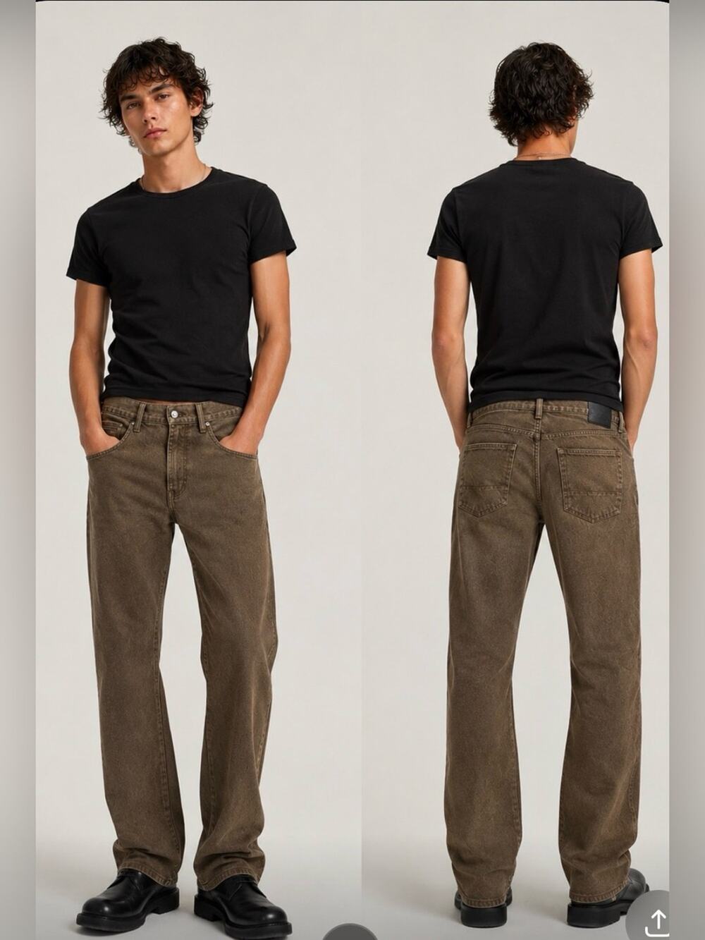 Men's Y2K 90’s Duranle Brown Straight-Leg Minimalist Jeans 38x32 💯% Cotton